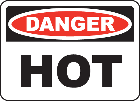 Warning sign indicating high temperature hazard